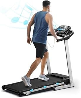 Foldable Treadmill with Incline, 350 LBS Capacity, 3.0HP Quiet Running Treadmills for Home, Incline Treadmill with Pulse Sensor and Bluetooth Speaker, Wide Belt, App & Voice Control, 7.6 MPH