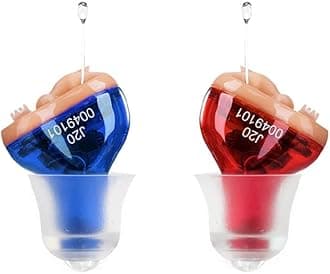 Hearing Aids, Hearing Amplifier, CIC Hearing Amplifiers for Seniors Battery Operated Hearing Aid Mini Sound Enhancer Listening Amplifiers to Assist Hearing(Red&Blue)