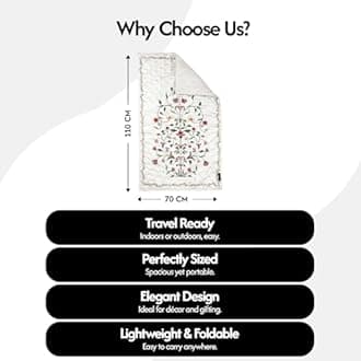 The Linen Company Portable Padded Muslim Prayer Mat - 43.3" L x 27.5" W - Ethereal - Machine Washable & Foldable - Ideal for Home, Office, & Travel