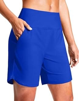 G Gradual Women's 7' Quick Dry Swim Board Shorts Swimming Bottoms High Waisted Beach Shorts for Women with Liner Pockets