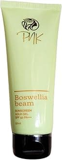 Boswellia Beam Aqua Gel Sunscreen SPF 50 PA+++ | Lightweight, Waterproof & Hydrating | With Boswellia Extract & Ceramides | Reduces Scars & Age Spots | For All Skin Types | 50ml