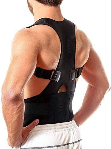 Looksgud Posture Support Brace, Shoulder Back Support Belt for Men & Women, Black (Black, Small)