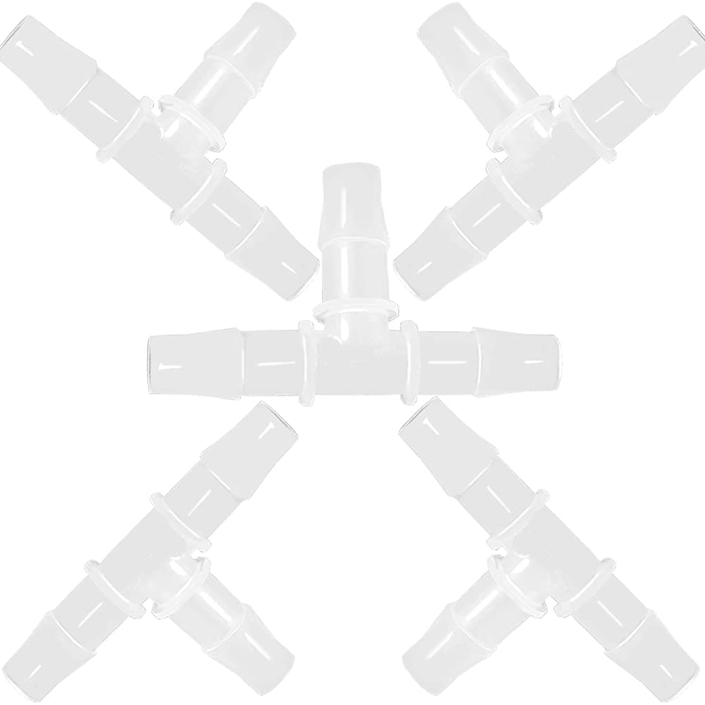 ANPTGHT 5/8" Tee Fitting Equal Barb 3 Way Hose Barb Fitting，Splicer Joint Mender Adapter Union Fitting for Fuel Gas Liquid Air (Pack of 5)