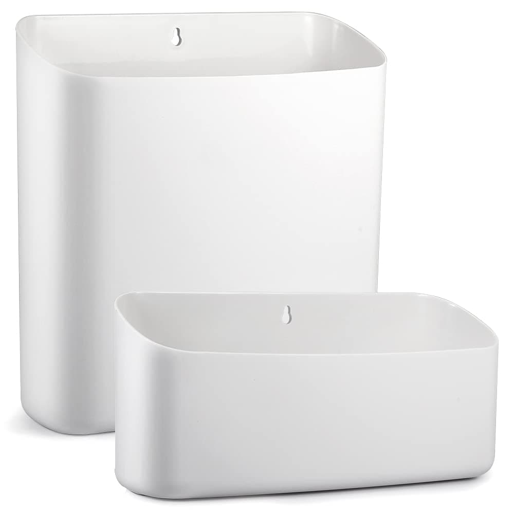 Picowe Magnetic Laundry Storage, 2 Pack Lint Holder Bin for Laundry Room, Space-Saving Trash Container Hanging on Dryer, Washer or Wall Mount Trash Bin (Gray White)