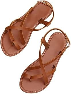 GLO GLAMP Women's and Girl's Cross Strap Brown Sandal For Function, Wedding