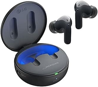 LG TONE Free True Wireless Bluetooth Earbuds T90 - Adaptive Active Noise Cancelling Earbuds with Dolby Atmos, Black, Small