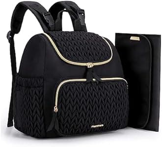 mommore Diaper Bag Small Diaper Backpack Stylish Baby Travel Backpacks with Insulated Pockets, Changing Pad, Stroller Straps