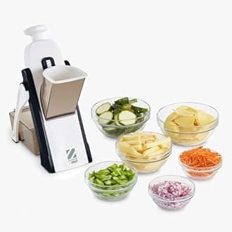 Zakarian by Dash Safe Slice Mandoline for Vegetables, Meal Prep & More with 30+ Presets & Thickness Adjuster - Black