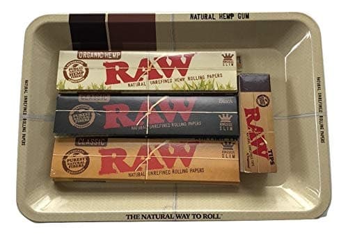 Raw Rolling Papers Variety Bundle Organic/Black/Classic Raw Tray Tips