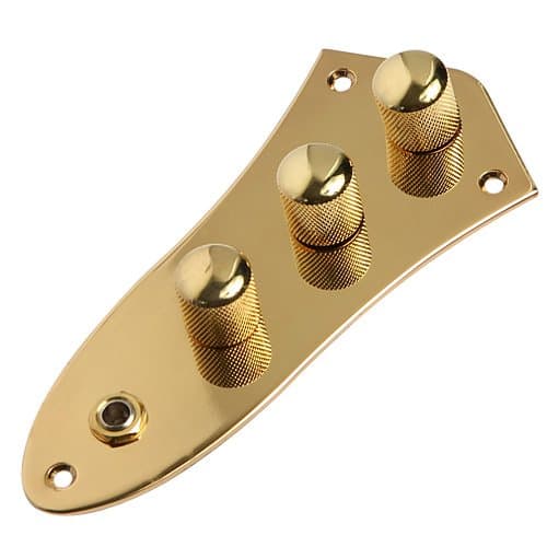 5pcs 3 Bands Gold Plated Wired Control Plate Assembly Preamp for Fender Jazz Bass Replacement
