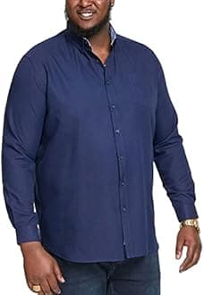 D555 Men's Plus Size Richard Basic Oxford Long Sleeve Shirt in 5 Colours 2XL to 6XL
