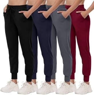 4 Pack Joggers for Women - Sweatpants with Pockets Lightweight Comfy Yoga Pants for Workout Travel Lounge