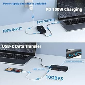 USB C Laptop Docking Station, 15 in 1 Triple Display Multiport Adapter with 3 Monitors，Dual DP, HDMI, VGA, USB Ports, RJ45, SD/TF, Mic/Audio, PD，Dock Compatible for Dell/Surface/HP/Lenovo Laptops