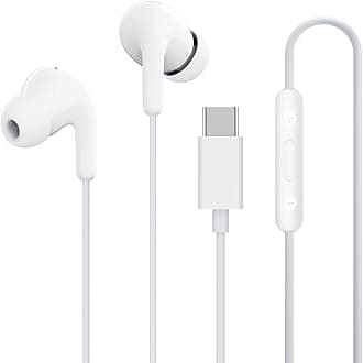 Type-C in-Ear Earphones with 12.4mm Drivers, HD Microphone, and IP54 Dust & Water Resistance (White)