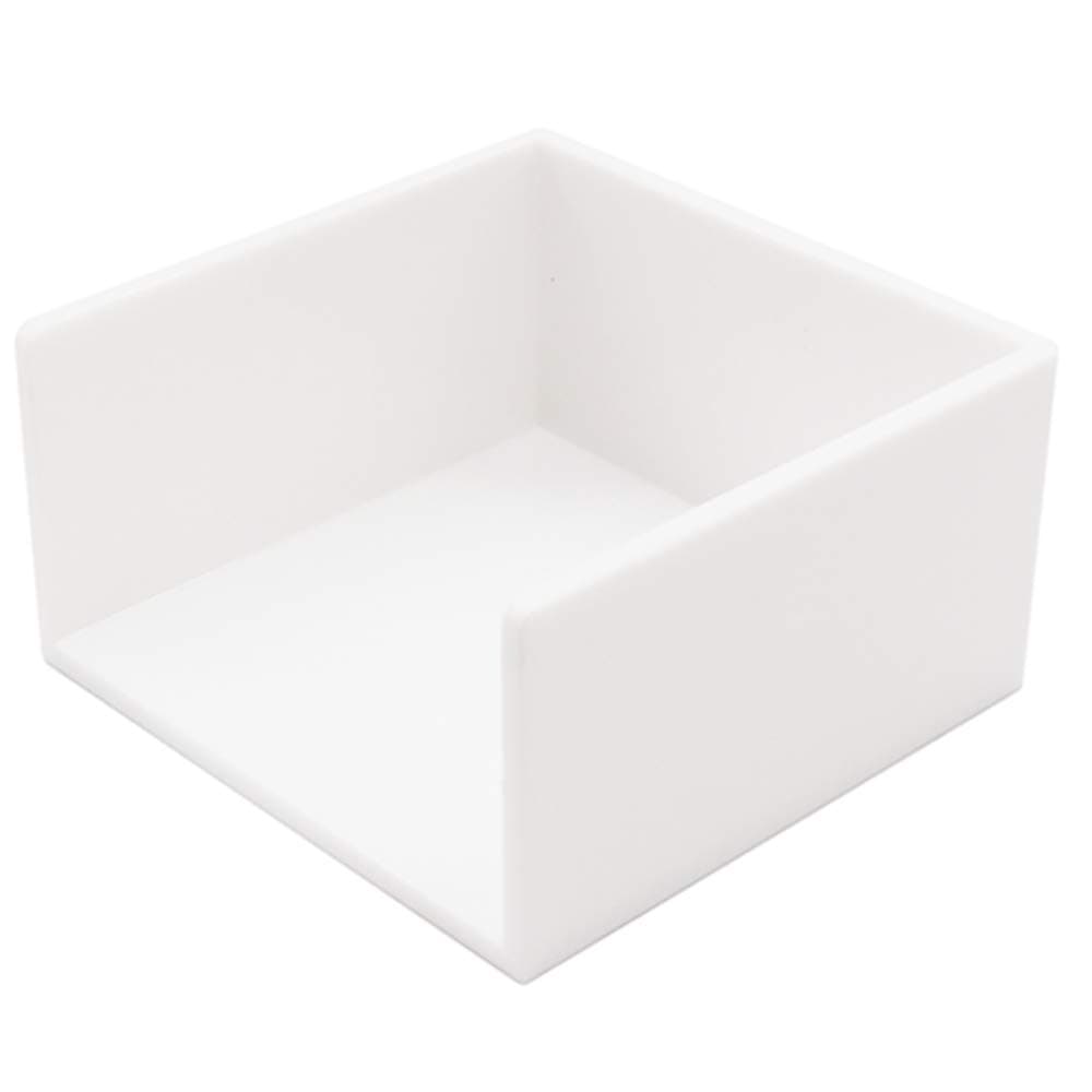 White Memo Holder 3 x 3 PS Notepad Organizer Sticky Notes Cube Holder for Home and Office Desk Organization (White)