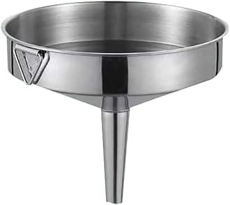 Kitchen Funnel Thickened Stainless Steel Food Funnel with Strainer Filter, Metal Cooking Funnel Transferring of Liquid Powder Grain - Silver (Color : Silver, Size : 12.5 * 13.5cm)