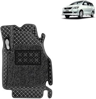 KINGSWAY Accessories Premium 7D Car Floor Mats Only Compatible with Toyota Innova (7 Str) Year 2012 to 2015 All Model, Set of 4 Pcs, 100% Waterproof & Washable Luxury 7D Car Foot Mats, Classic Black