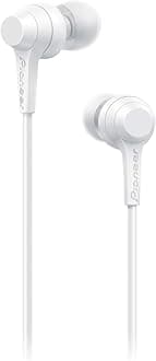Pioneer C1 In-Ear Headphones (wired) with inline remote control, hands-, torsion- cable, compact earphones, excellent sound quality, industrial design, White,1500753,One Size