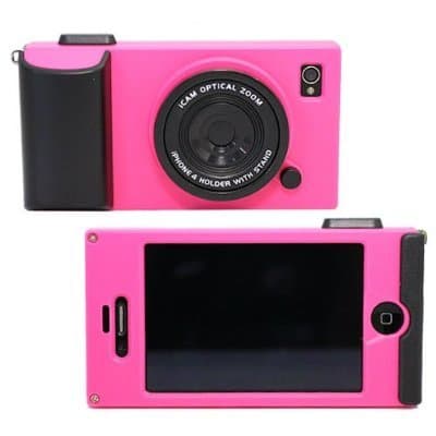 NEW!!! Cute Retro Vintage iCam Simulation Camera Hard Case Cover for Apple iPhone 4 4S 4G (INCLUDE WEARING STRIP) (HOT PINK)
