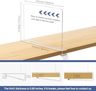 HBlife 24 Pack Clear Shelf Dividers, Vertical Purse Organizer for Closet Perfect for Sweater, Shirts, Handbags in Bedroom and Kitchen, Adjustable Acrylic Bookshelf for Organization