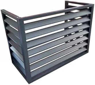 Aluminum Air Conditioner and Heat Pump Cover, 3 Panels Mini Split Air Conditioner Fence Screen for Outside Units, Noise Reduction AC Unit Cover, 110x80x60cm, Grey