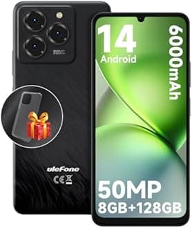 Ulefone Note 20 Pro Unlocked Cell Phones, Android 14 OS, Up to 8GB RAM+128GB ROM 1TB Extension, 6.75” HD+ 90Hz Screen 6000mAh Battery Smartphone, 50MP Main Camera, Octa Core 4G Dual SIM Phone Black