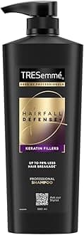 TRESemme Hairfall Defense+ Shampoo 580ml With Keratin Fillers | Longer and Stronger hair | Prevents Hair Fall due to Breakage | Paraben-Free