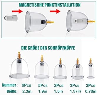 Cupping Therapy Chinese Suction Cup, 18 Pcs Suction Cups Set for Face and Body, Professional Anti Cellulite and Relax Muscles, with Acupressure Point Magnets (Storage Suitcase)