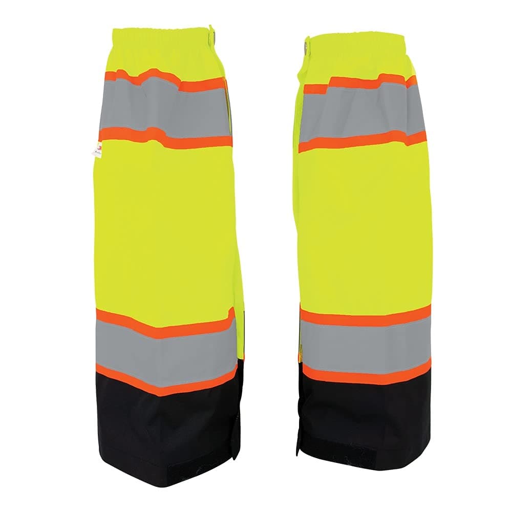 Global GloveGGS High Visibility Solid Polyester Leg Gaiters with 3M Reflective Trim – Breathable, Adjustable Fit, One Size - 18.5 Inches Long