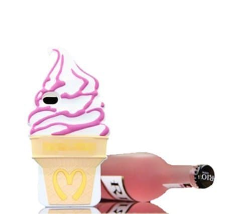 Hot Pink 4/4s Cute 3D Ice Cream Shape Soft Silicone Protective Case for Apple Iphone 4 4G 4S
