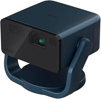 EF-22N Mini Smart 3LCD Projector with Pan & Tilt Stand, Full HD,1000 Lumens,150 Inch Display with HDR, Google TV, Dolby Atmos Sound, Gaming & Home Cinema Laser Projector - Metallic Midnight Blue