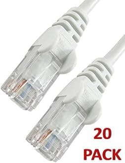 1.5m WHITE Network Cable - CAT5e - RJ45 - Ethernet - Patch - LAN - Router - Modem - 10/100 20 PACK
