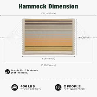 Patio Watcher 13 FT Quick Dry Textilene Hammock - Outdoor Double Hammock - Heavy Duty Hammocks for Outside - 450 lbs Capacity - Coffee