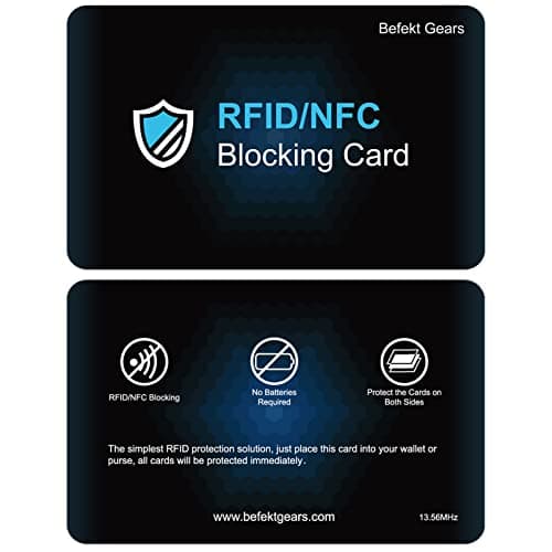 RFID/NFC Blocking Card 2 Pack, Credit Card Protector, Contactless Protection for Identity Document, Passport, Entire Wallet etc -No Batteries Required