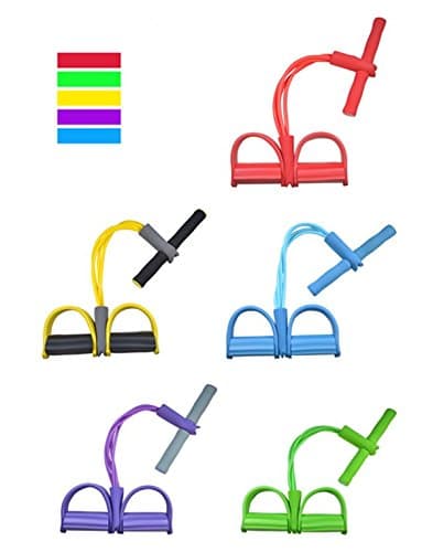 OUSU 4-Tube Elastic Sit Up Pull Rope with Foot Pedal Abdominal Exerciser Equipment Fitness Yoga