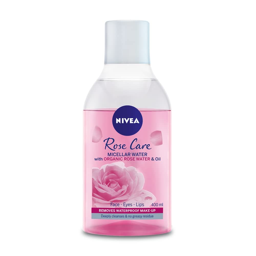NIVEA MicellAIR Rose Micellar Water with Oil (400ml), Micellar Cleansing Water, Waterproof Makeup Remover, Rose Toner for Thorough Cleansing