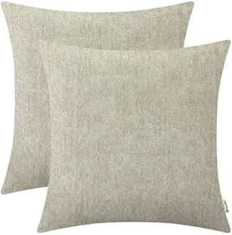 BRAWARM Throw Pillow Covers 20x20 Inches - Taupe Chenille Pillow Covers Pack of 2, Solid Dyed Soft Chenille Pillow Cases for Couch Sofa Bed Home Decoration