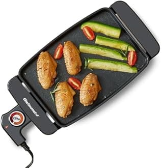 Elite Gourmet EGR8152 Electric 9.75" x 7" Personal Compact Griddle, Cool-touch Handles Non-Stick Surface, Removable/Adjustable Thermostat, Black