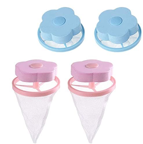 4 Pc Flower-Type Washing Machine Floating Lint Mesh Bag Hair Filter Net Pouch, Floating pet Fur Catcher,Floating Washing Machine Filter Washer Lint Trap