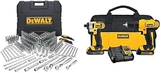 DEWALT Mechanics Tool Set, Drill/Driver & Impact Driver Combo Kit (DCK240C2)