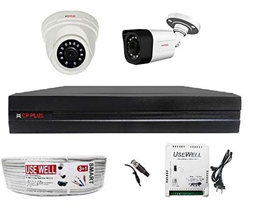 CPPLUS 2 HD CCTV Cameras (1MP) and 4Ch. HD DVR Kit with all Accessories (without Hard Disk)
