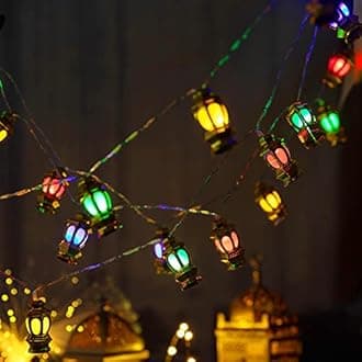 ANPHSIN Ramadan Eid String Light- 9.8ft 20LEDs Battery Operated Mubarak Islam Decorative Indoor Lantern Lights String with 2 Flash Modes for Muslim Islamic Home Garden Patio Decor Supplies