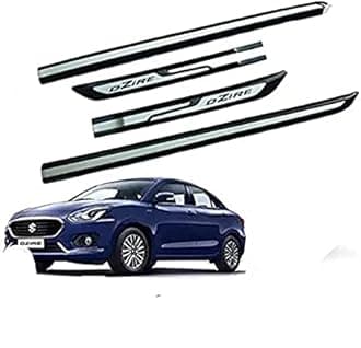 Car Door Side Beading/Body Moulding 3mm Adhesive Tape Suitable with Dzire Model 2017 to 2020 Set of 4pc Colour (Black.Grey)