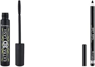 Extra 3D Lash Volumising Mascara, 8ml & London Soft Kohl Smudge-proof Eyeliner Pencil, Jet black