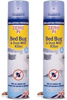 Bed Bug & Dust Mite Killer - 300ml Aerosol. Ready-To-Use. Prevents Allergies, Long-Lasting Protection for Over 2 weeks Treats Mattresses, Beds and Furniture (Pack of 2)