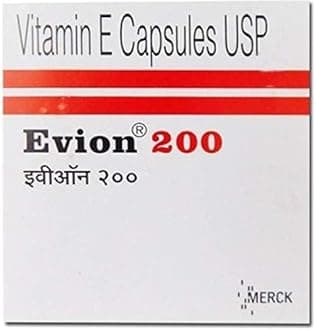 50 Evion 200mg Capsules Vitamin E for Glowing Face,Strong Hair,Acne,Nails, Glowing Skin 400mg,Control Hair Lossess