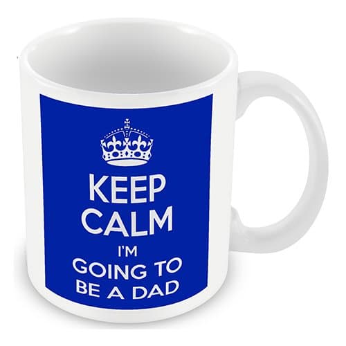 Keep Calm I'm Going to be a dad (Blue) Mug / Cup (choose to personalise with any name, photo, message or colour) - expecting a baby, parents to be, baby shower gift