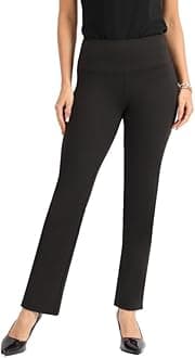 BlissClub Ultimate Straight Pants Trousers for Women with High Waist, Formal Pant for Women Office Wear with Wide Waistband