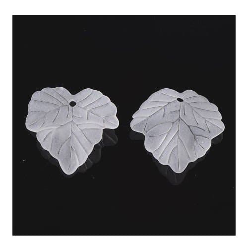 White Lucite Leaf Beads 22.5mm x 24mm Pack of 30 - Perfect for Jewellery Making