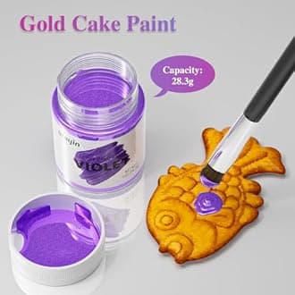 Purple Edible Art Decorative Paint -Vibrant Color Food Coloring Upgraded Edible Glitter Decorative Cake Paint for Baking, Cupcake, Cookie, Fondant, Donuts, Chocolate, Icing Frosting-Purple/(28.3g/Bottle)